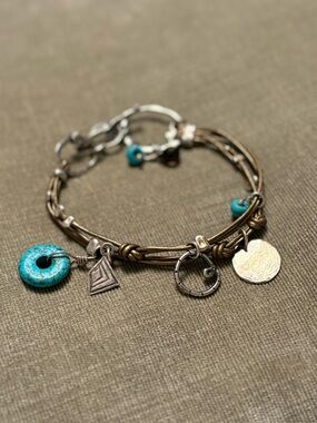 Silpada Sterling Silver Mixed Gemstone Quartz, Howlite B2086 Retired Bracelet